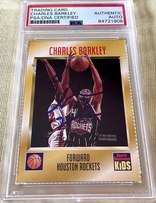Charles Barkley autographed Houston Rockets 1997 Sports Illustrated for Kids card PSA/DNA slabbed - AutographsForSale.com