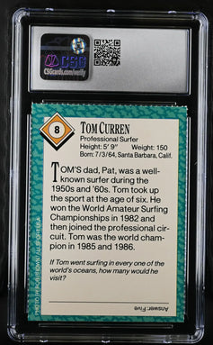 Tom Curren 1989 Sports Illustrated For Kids Surfing Rookie Card CSG graded 7.5 Nrmt - AutographsForSale.com