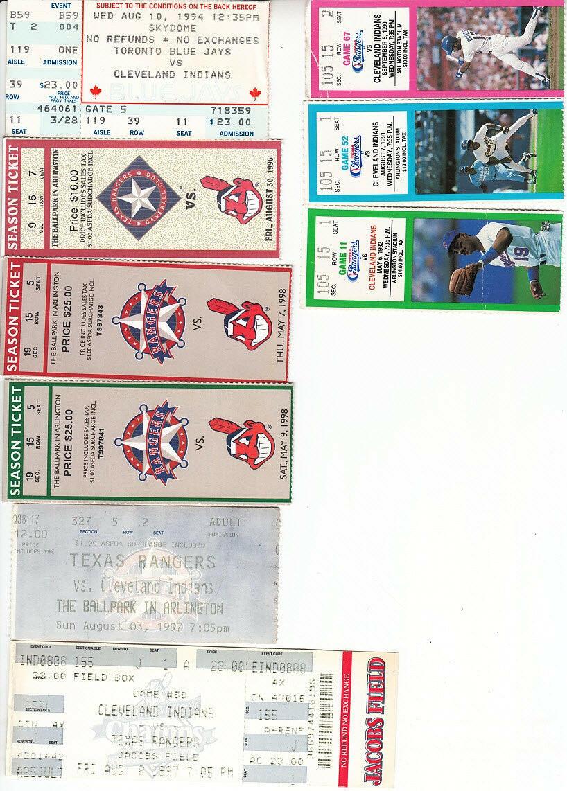 Cleveland Indians 9 vintage 1990s ticket stubs - AutographsForSale.com