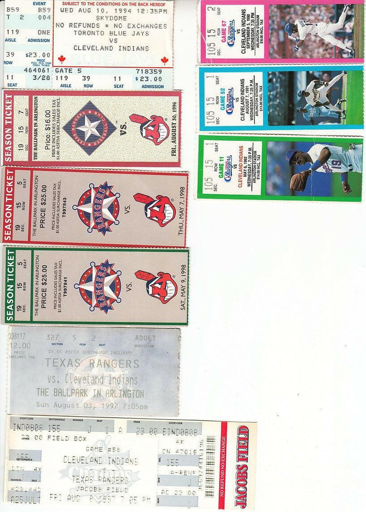 Cleveland Indians 9 vintage 1990s ticket stubs - AutographsForSale.com