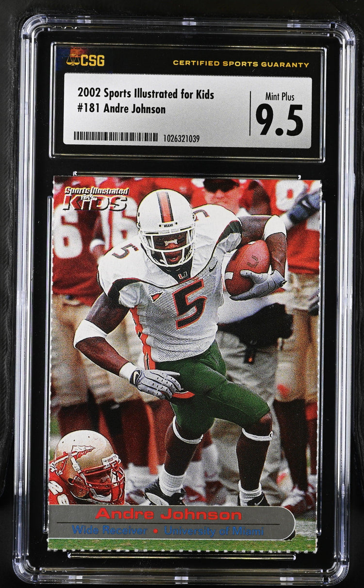Andre Johnson Miami Hurricanes 2002 SI for Kids RC CSG 9.5 MT+ - AutographsForSale.com