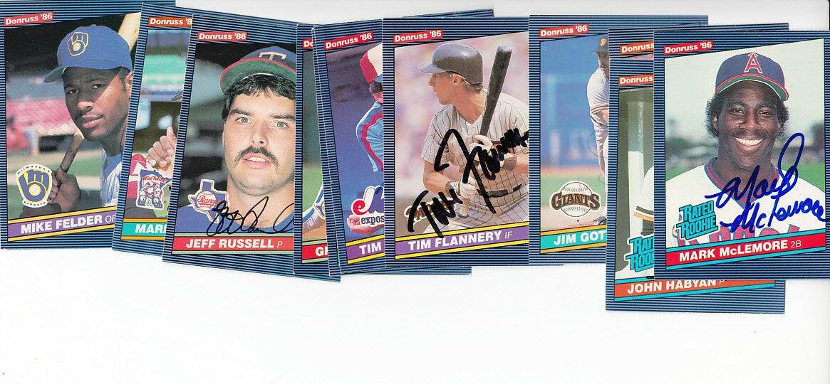 11 signed 1986 Donruss cards Mark McLemore RC Jeff Russell Tim Flannery - AutographsForSale.com