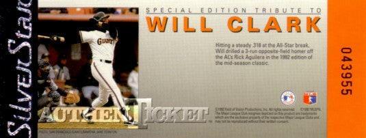 Will Clark San Francisco Giants 1992 Silverstar Authenticket - AutographsForSale.com