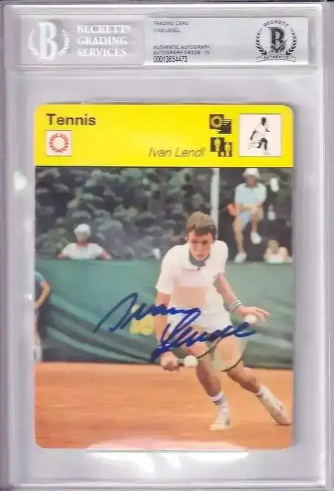 Ivan Lendl signed 1979 Sportscaster Rookie Card BAS graded 10 - AutographsForSale.com