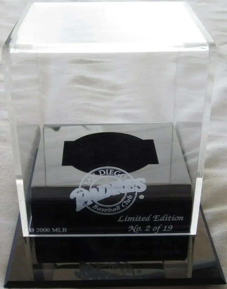Baseball acrylic display case with etched SD Padres logo - AutographsForSale.com