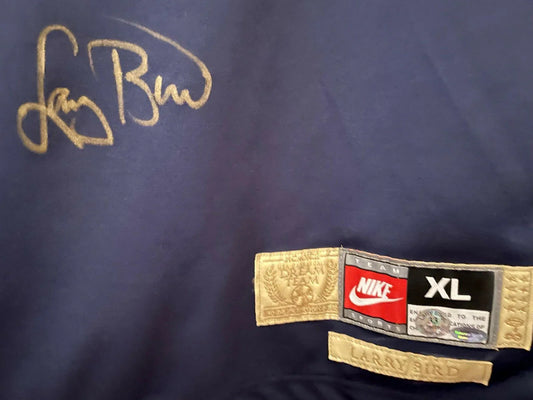 Larry Bird signed 1992 US Dream Team Gold Medal Nike blue jersey Schwartz - AutographsForSale.com