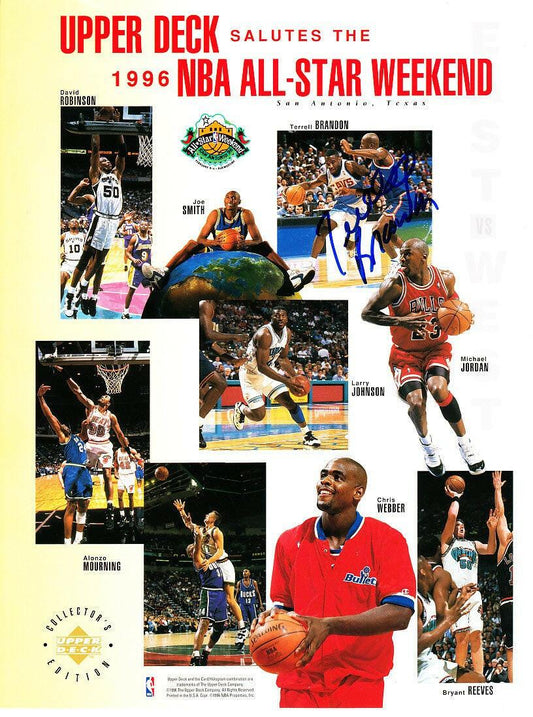 Terrell Brandon signed Cleveland Cavaliers 1996 NBA All-Star Upper Deck card sheet - AutographsForSale.com