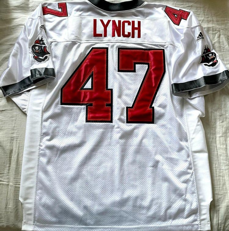John Lynch Buccaneers 1998 to 2001 authentic Adidas game model white jersey - AutographsForSale.com