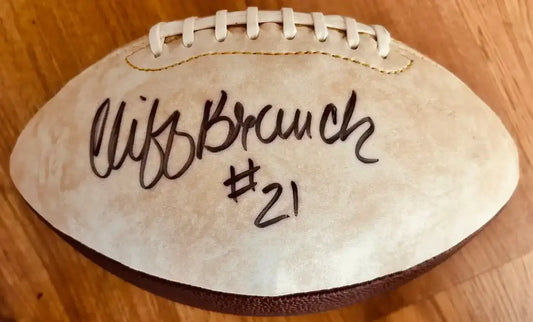 Cliff Branch autographed Oakland Raiders logo football JSA - AutographsForSale.com