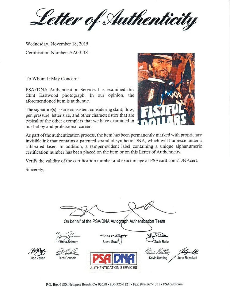 Clint Eastwood autographed A Fistful of Dollars movie poster 12x18 print PSA/DNA - AutographsForSale.com
