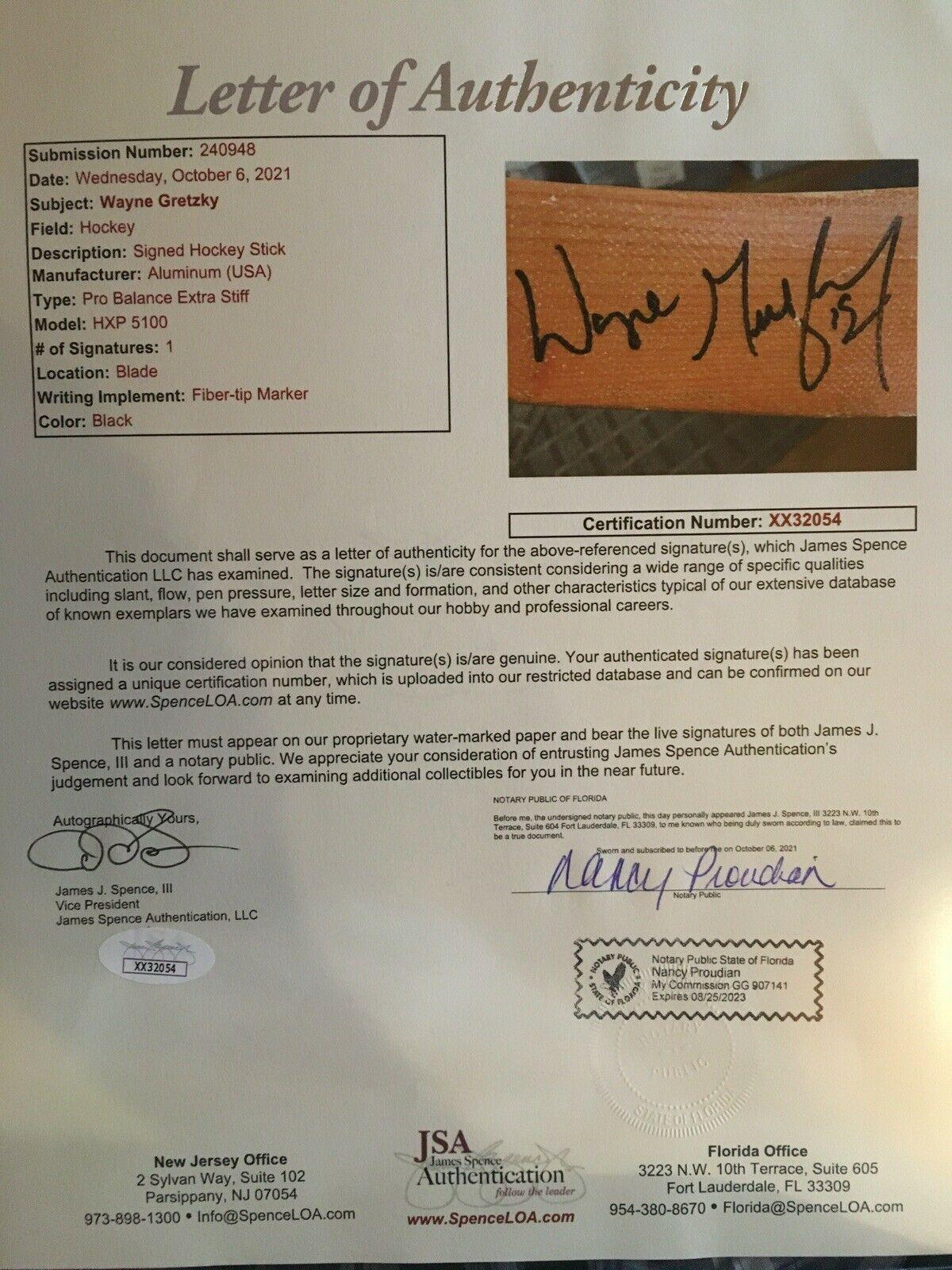 Wayne Gretzky signed LA Kings Easton game issued hockey stick JSA dent - AutographsForSale.com