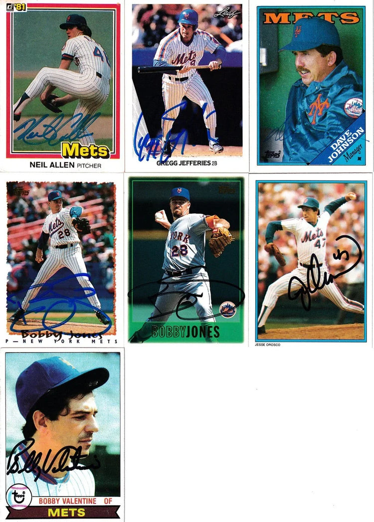 7 NY Mets signed cards Gregg Jefferies Davey Johnson Bobby Jones Jesse Orosco - AutographsForSale.com