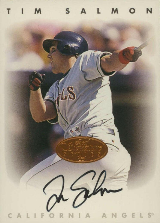 Tim Salmon certified signed California Angels 1996 Leaf Signature card - AutographsForSale.com