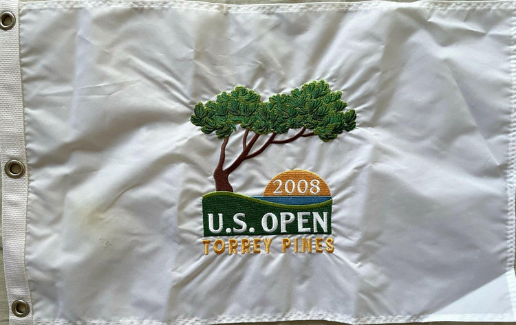 2008 US Open Torrey Pines embroidered golf flag Tiger Woods Wins 14th Major - AutographsForSale.com