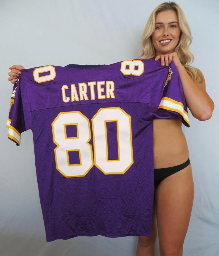 Cris Carter Minnesota Vikings Reebok purple jersey NEW - AutographsForSale.com