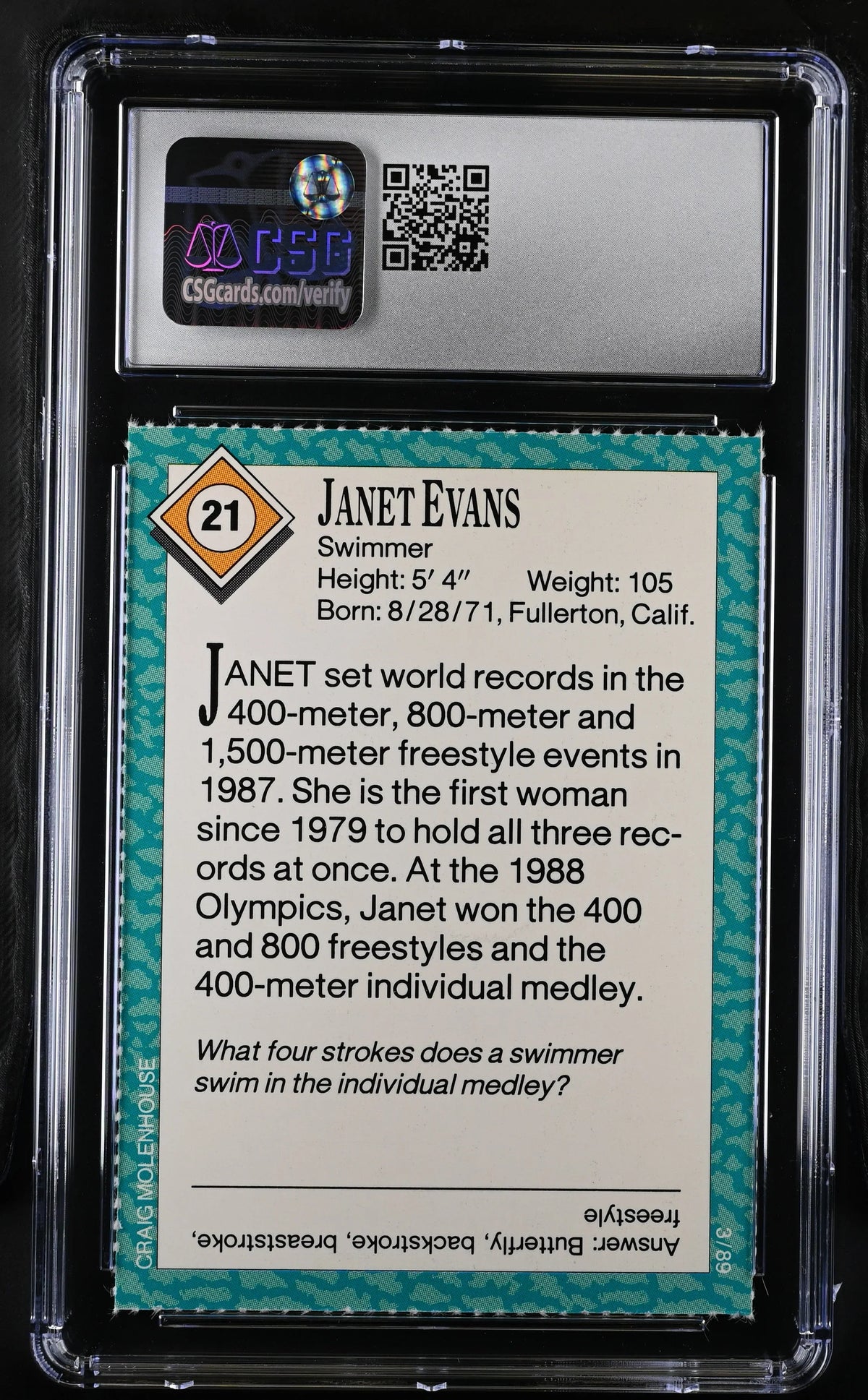 Janet Evans 1989 SI for Kids swimming RC CSG 5 - AutographsForSale.com
