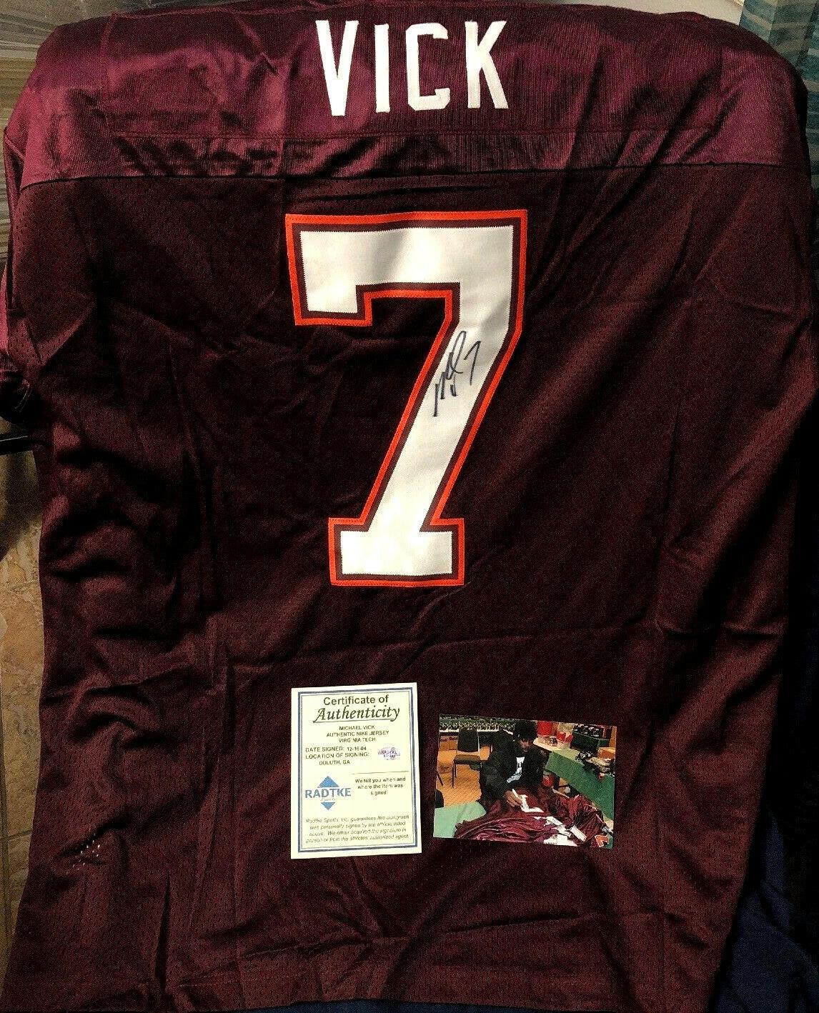Michael Vick signed Virginia Tech 2000 Nike retro jersey - AutographsForSale.com
