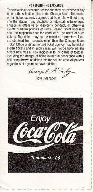 1992 Packers at Chicago Bears ticket stub Brett Favre 1st Rushing TD - AutographsForSale.com