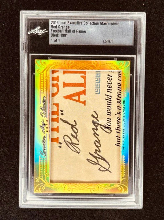 Red Grange 2016 Leaf Masterpiece Cut Signature certified signed card 1/1 JSA Bears - AutographsForSale.com