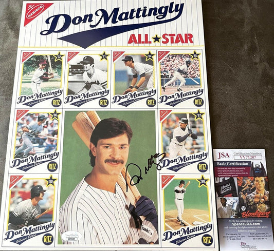 Don Mattingly signed NY Yankees 1989 Nabisco 11x14 card sheet JSA - AutographsForSale.com