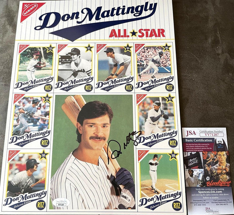 Don Mattingly signed NY Yankees 1989 Nabisco 11x14 card sheet JSA - AutographsForSale.com
