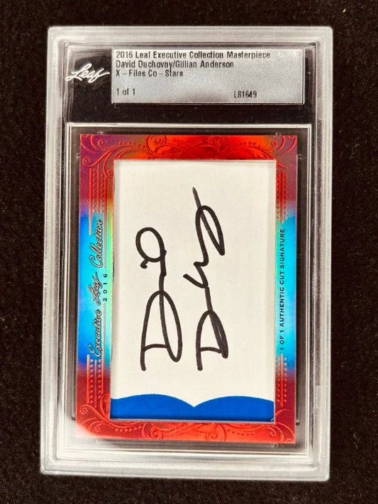 David Duchovny and Gillian Anderson 2016 Leaf Cut Signature certified autograph card 1/1 JSA X-Files - AutographsForSale.com