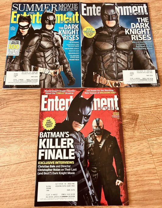 3 Dark Knight movie 2012 Entertainment Weekly magazine issues Christian Bale - AutographsForSale.com