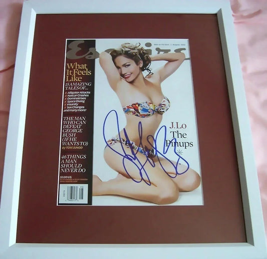 Jennifer Lopez signed sexy 2003 Esquire cover framed JSA - AutographsForSale.com