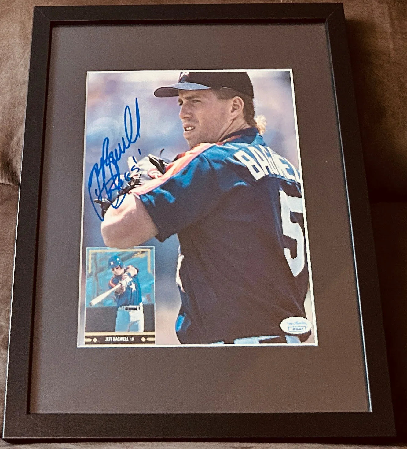 Jeff Bagwell signed Astros Beckett Baseball photo with Bags framed JSA - AutographsForSale.com