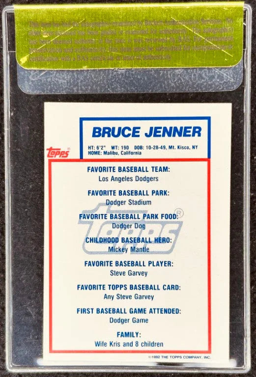 Bruce Jenner signed 1992 Topps Stadium of Stars card BAS - AutographsForSale.com