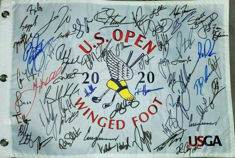 2020 US Open signed golf flag Bryson DeChambeau Brooks Koepka Rory McIlroy Phil Mickelson - AutographsForSale.com