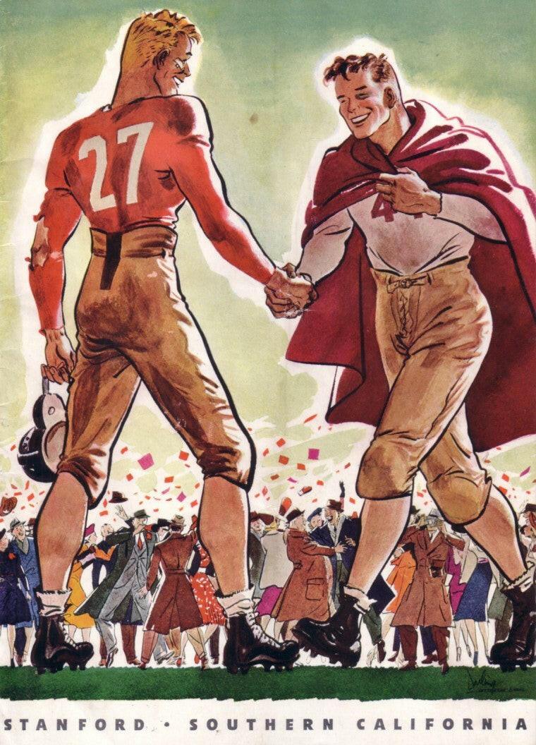 1938 USC Trojans at Stanford Cardinal college football game program and ticket stub - AutographsForSale.com