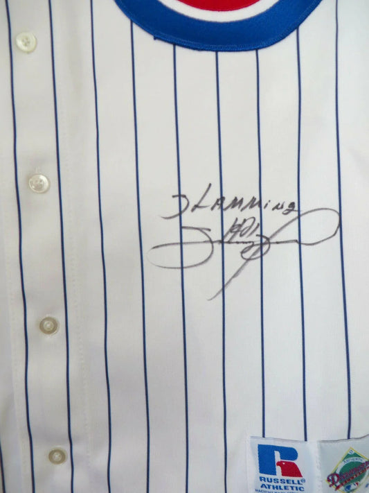 Sammy Sosa signed Cubs Russell game jersey with Slamming - AutographsForSale.com