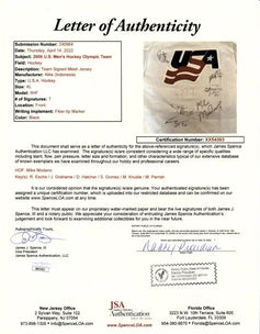 2006 US Olympic hockey team signed Nike jersey Mike Modano Scott Gomez Derian Hatcher JSA - AutographsForSale.com