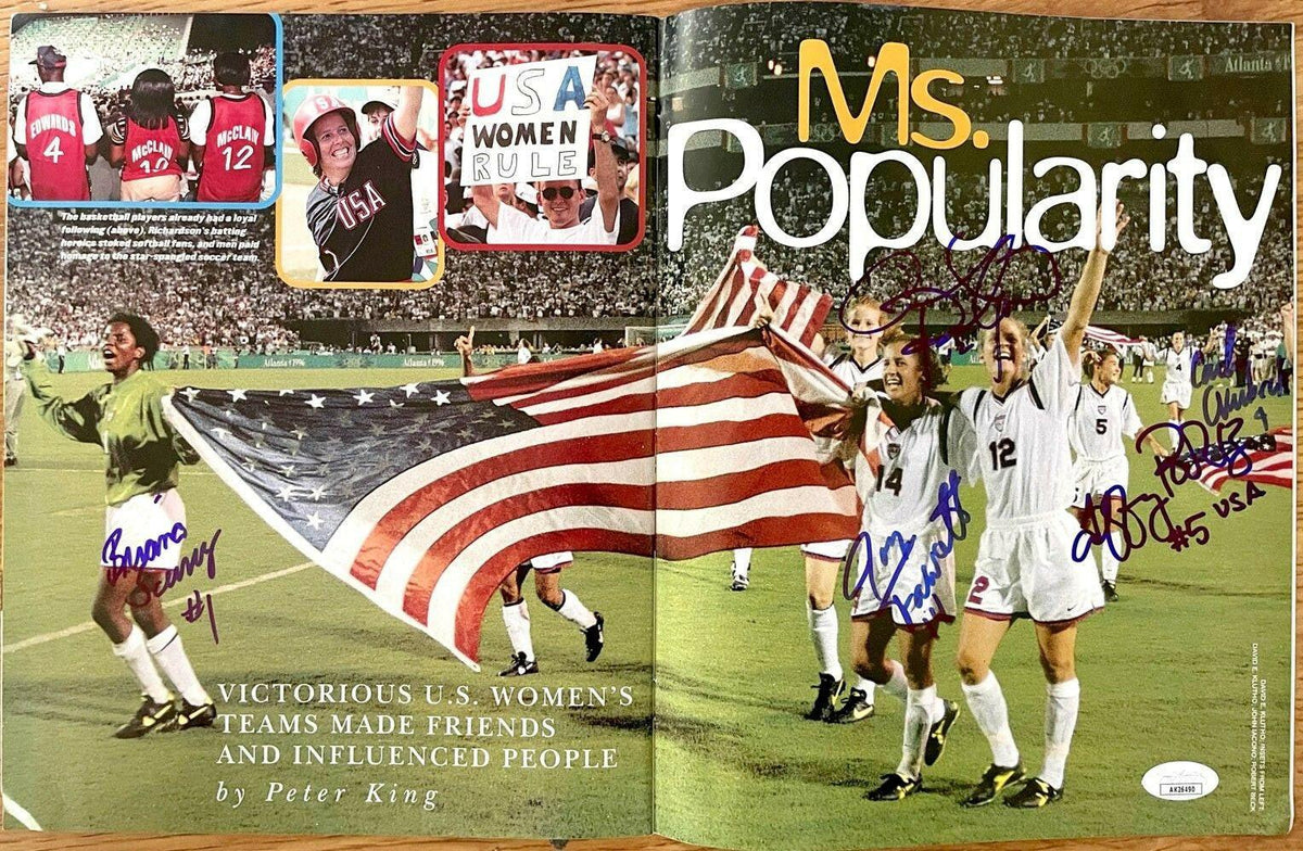 Joy Fawcett Carla Overbeck Cindy Parlow Tiffany Roberts Briana Scurry signed 1996 US Women’s Soccer Olympic photo JSA USWNT - AutographsForSale.com