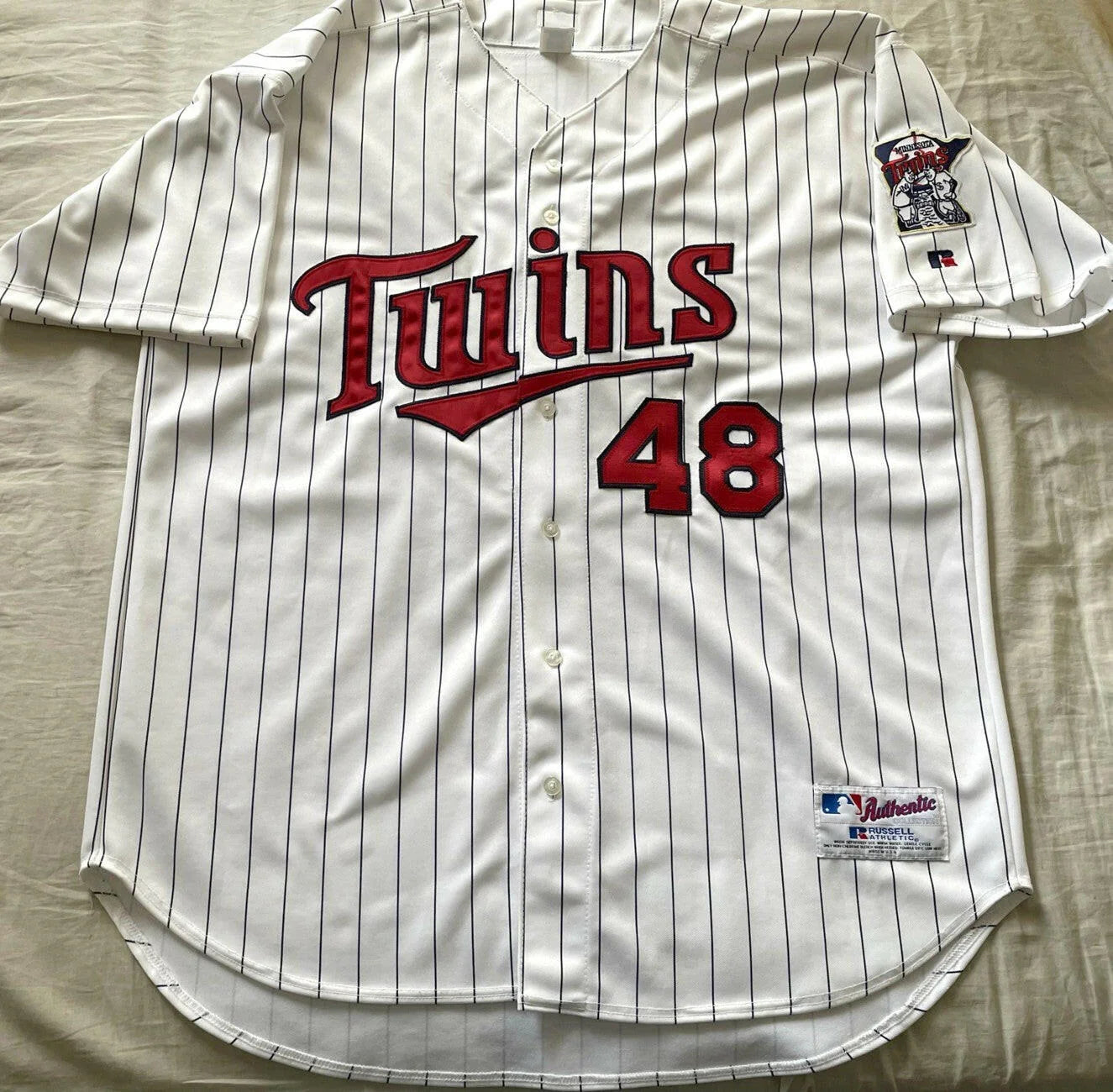 Torii Hunter Minnesota Twins 2002 2003 2004 authentic Russell Athletic game model white jersey - AutographsForSale.com