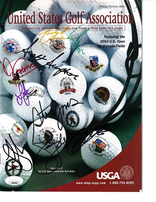 2003 US Open magazine signed by 9 winners Jim Furyk Retief Goosen Hubert Green JSA - AutographsForSale.com