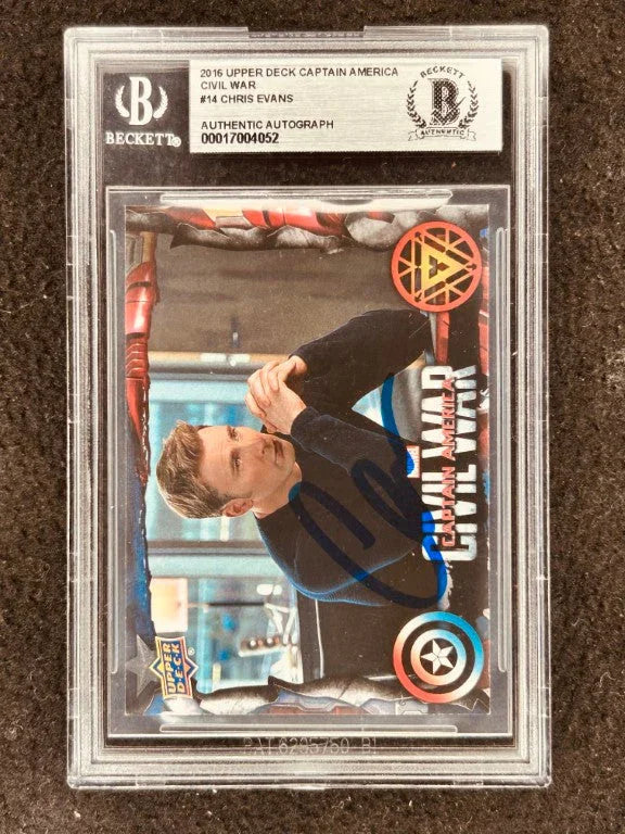 Chris Evans signed Captain America Civil War 2016 Upper Deck card BAS certified - AutographsForSale.com
