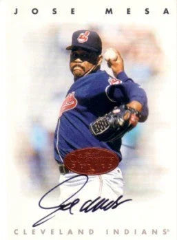 Jose Mesa certified signed Indians 1996 Leaf Signature card - AutographsForSale.com