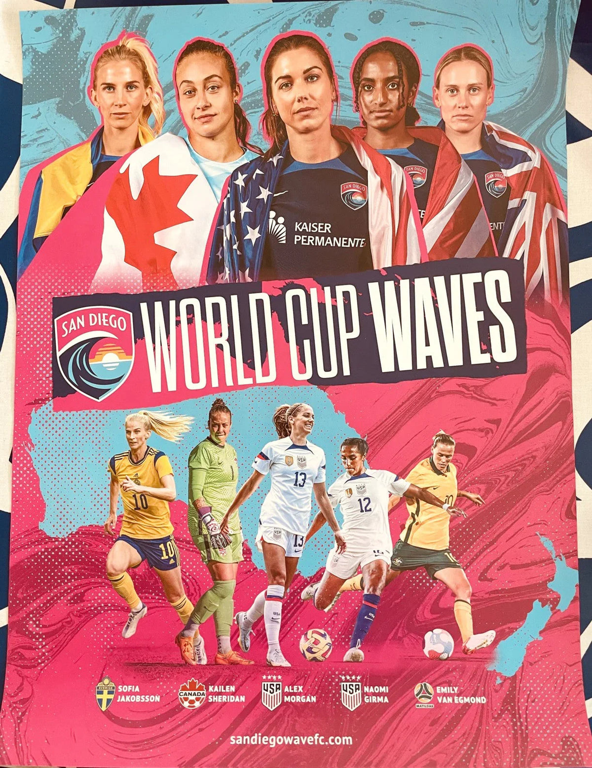 2023 NWSL San Diego Wave World Cup soccer 18x24 poster Alex Morgan Naomi Girma - AutographsForSale.com