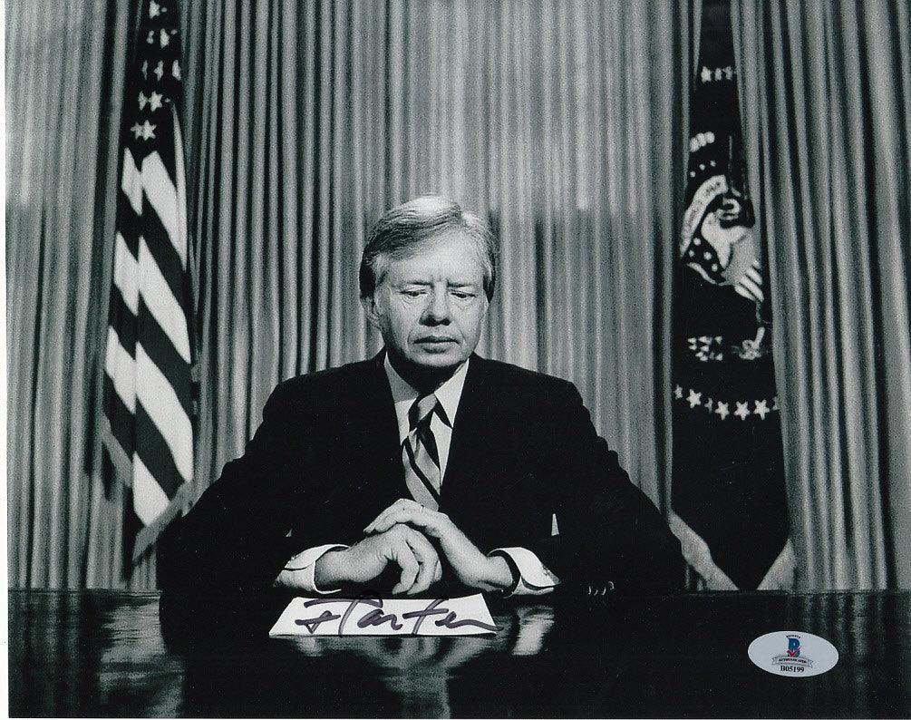 Jimmy Carter autographed presidential 8x10 black and white photo BAS - AutographsForSale.com