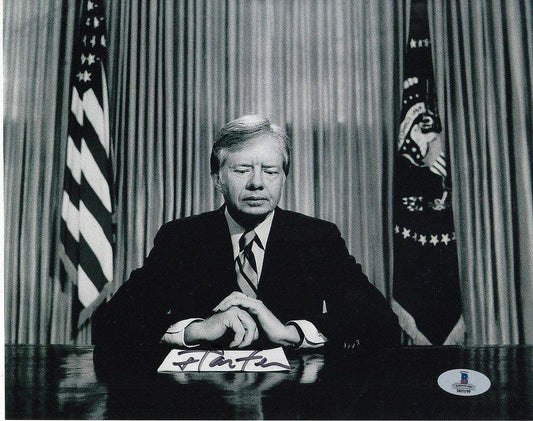Jimmy Carter autographed presidential 8x10 black and white photo BAS - AutographsForSale.com