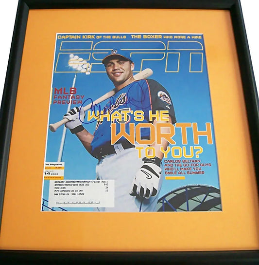 Carlos Beltran autographed New York Mets 2005 ESPN Magazine cover framed JSA - AutographsForSale.com