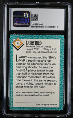 Larry Bird Celtics 1989 SI for Kids card CSG 8.5 - AutographsForSale.com