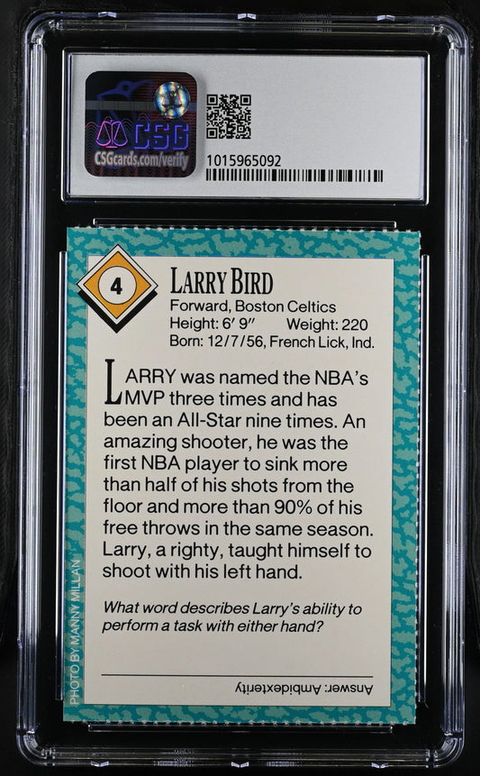 Larry Bird Celtics 1989 SI for Kids card CSG 8.5 - AutographsForSale.com