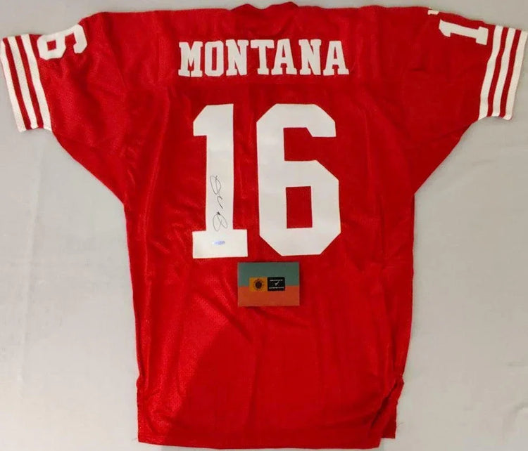 Joe Montana signed SF 49ers Wilson game model red jersey UDA - AutographsForSale.com