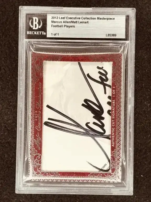 Marcus Allen & Matt Leinart 2012 Leaf Masterpiece Cut Signature card 1/1 JSA Heisman USC Trojans - AutographsForSale.com