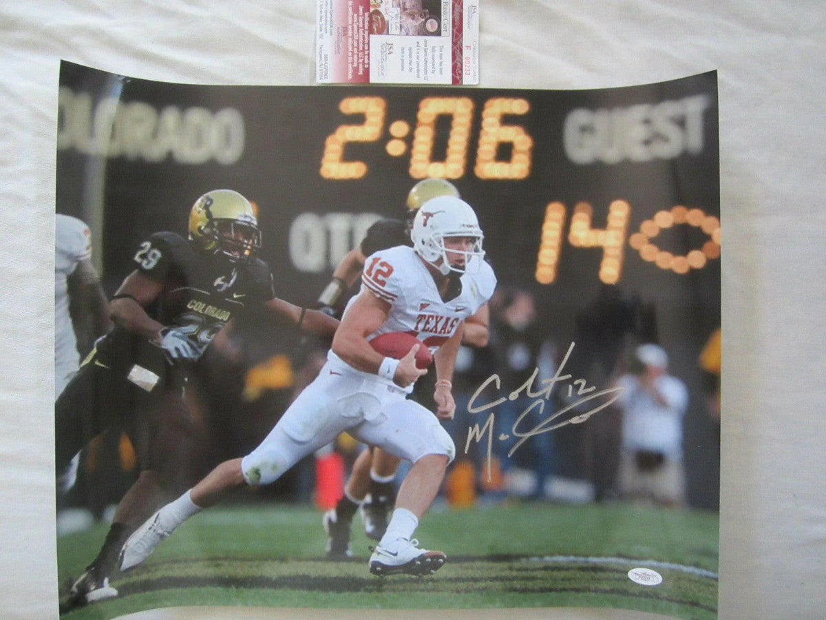 Colt McCoy signed Texas Longhorns 16x20 poster or photo JSA - AutographsForSale.com