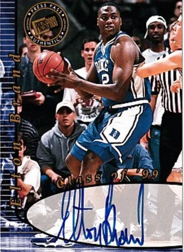 Elton Brand certified autograph Duke Blue Devils 2000 Press Pass card - AutographsForSale.com