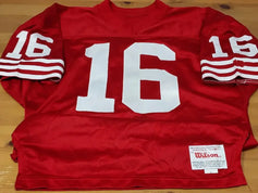 Joe Montana signed SF 49ers 1990 Wilson game model red jersey JSA - AutographsForSale.com